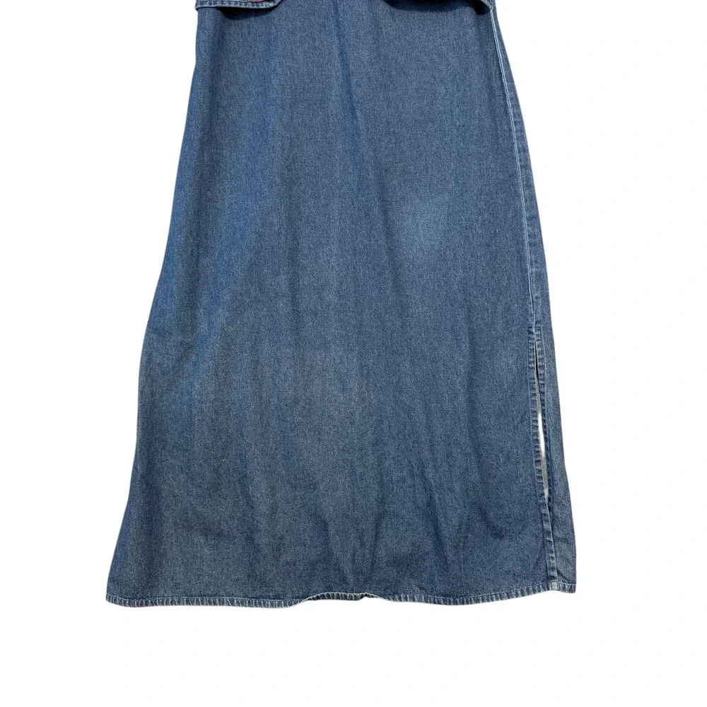 Vintage | Che Bella | Denim Floral Layered Maxi Dress Blue Medium Wash Size L - Picture 4 of 16